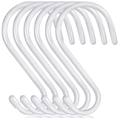 DINGEE 6 Inch Heavy Duty S Hooks, Large S Hook for Hanging Plants, Vinyl Coated S Hook 6 Pack Sturdy Non Slip Black S Hooks for Hanging Closet,Bird Feeders,Kitchen,Large Object,Garden Tools