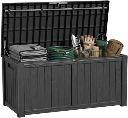 35 Gallon Outdoor Deck Box Lockable Waterproof Storage Black