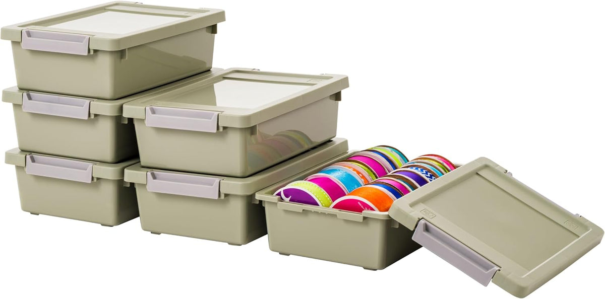 IRIS USA Storage Bins with Lids |Made in USA| 4 Qt - (6-Pack) - Clear