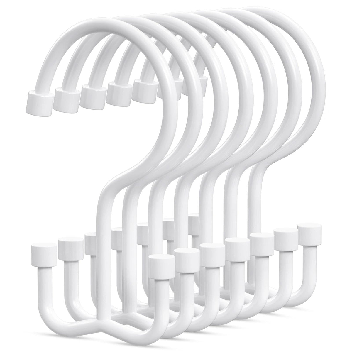 Goowin Shower Curtain Hooks, 12 Pcs Shower Curtain Rings, Durable Rust Proof Black Shower Curtain Hooks, Shower Rings for Curtain, Double Glide Shower Hooks for Shower Curtain Rods, Black