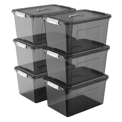 6 Quart Clear Storage Latch Box/Bins, 6-Pack Plastic Container with Latches and Lid