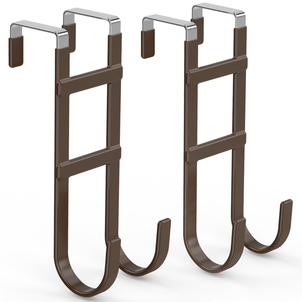 FYY Over the Door Hooks, Double-Hanger 2 Pack, Fits Doors 1 3/8" White