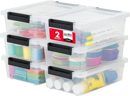 IRIS USA Storage Bins with Lids |Made in USA| 4 Qt - (6-Pack) - Clear