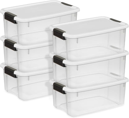 Sterilite Ultra Latch Box with Lids for Home and Office, 70 Quart, 12-Pack