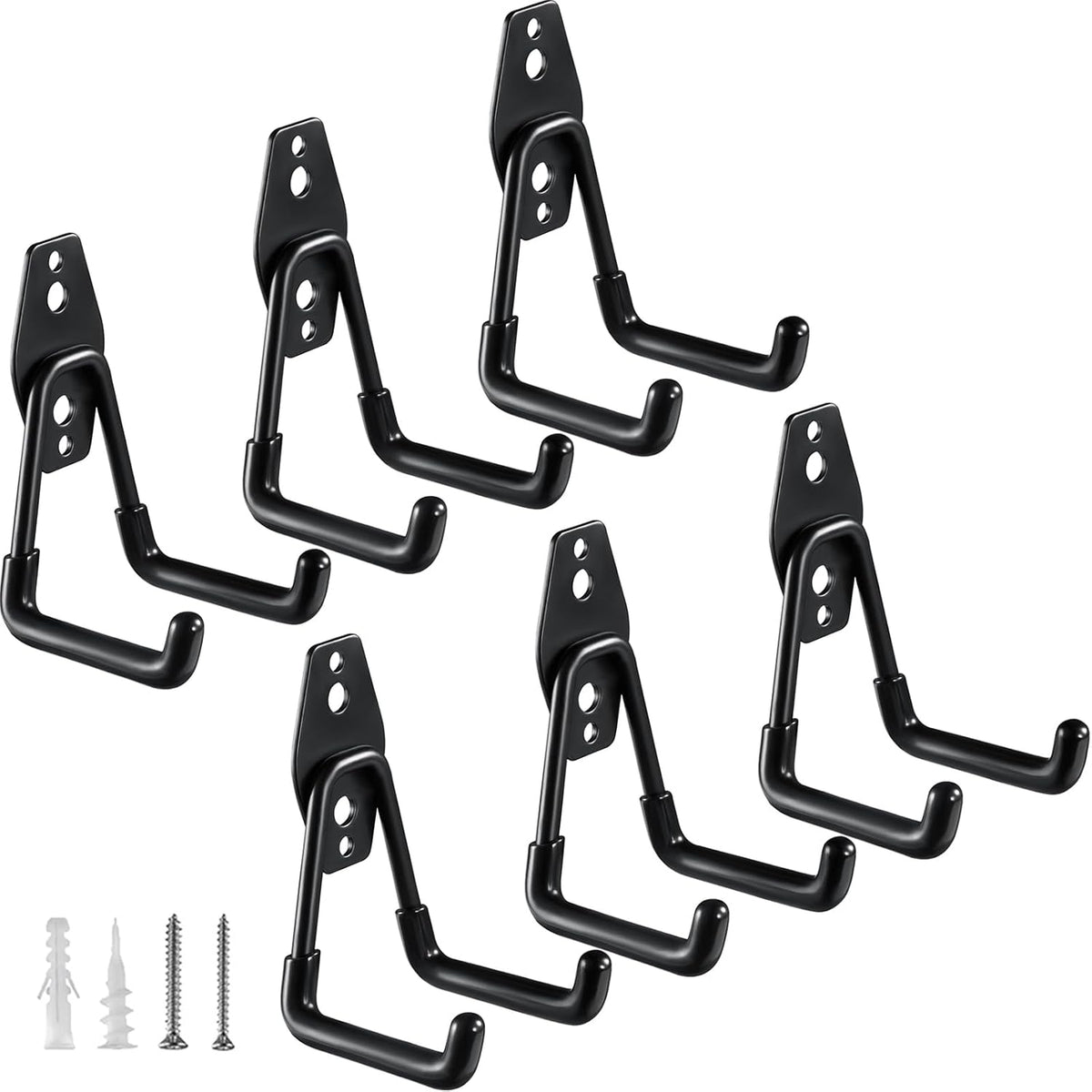 HUPBIPY Heavy Duty Garage Hooks 6 Pack, 2.8 inch Small U Shaped Hanger, Wall Mounted Storage System, Power and Garden Tool Organizer, for Hanging Ladders, Hose, Bulk Items and More