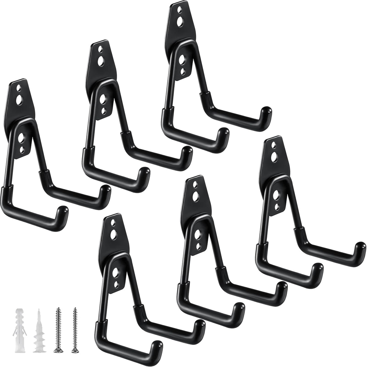 HUPBIPY Heavy Duty Garage Hooks 6 Pack, 2.8 inch Small U Shaped Hanger, Wall Mounted Storage System, Power and Garden Tool Organizer, for Hanging Ladders, Hose, Bulk Items and More