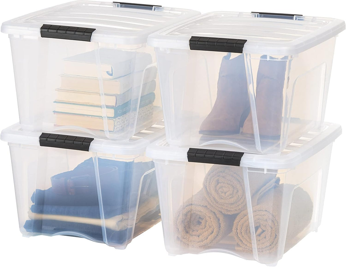 IRIS USA 4-Pack 72 Quart Storage Bins with Lids, Clear