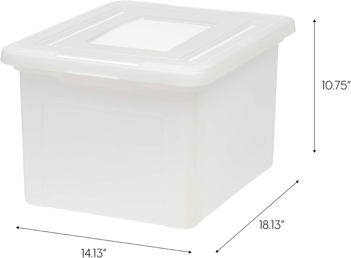 IRIS USA 4-Pack 35 Qt. Letter File Box with Lid, Pearl