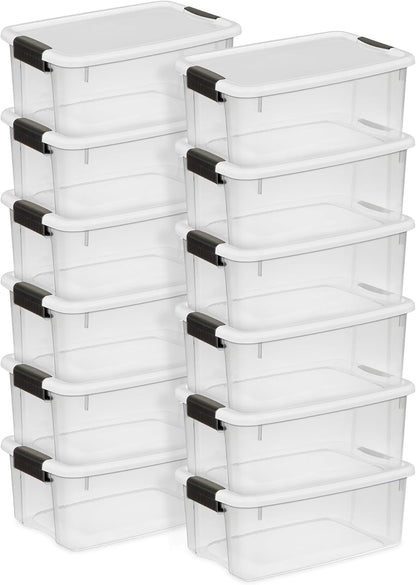 Sterilite Ultra Latch Box with Lids for Home and Office, 70 Quart, 12-Pack