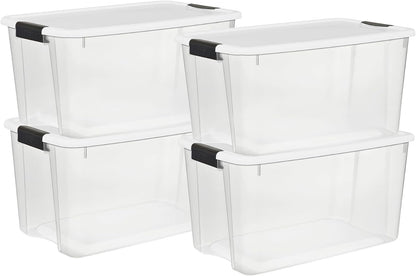 Sterilite Ultra Latch Box with Lids for Home and Office, 70 Quart, 4-Pack