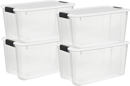 Sterilite Ultra Latch Box with Lids for Home and Office, 70 Quart, 4-Pack