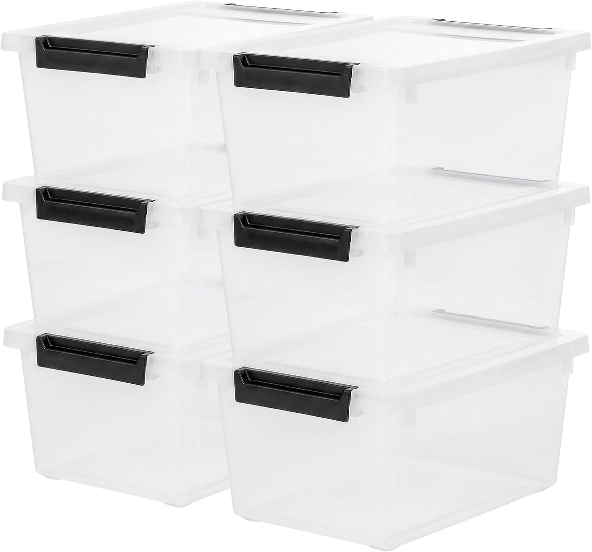 IRIS USA Storage Bins with Lids |Made in USA| 4 Qt - (6-Pack) - Clear