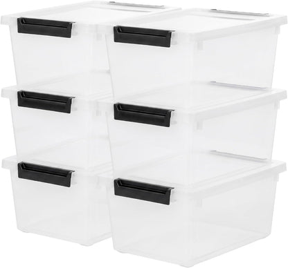 IRIS USA Storage Bins with Lids |Made in USA| 4 Qt - (6-Pack) - Clear