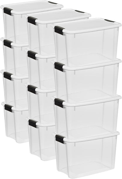 Sterilite Ultra Latch Box with Lids for Home and Office, 70 Quart, 12-Pack