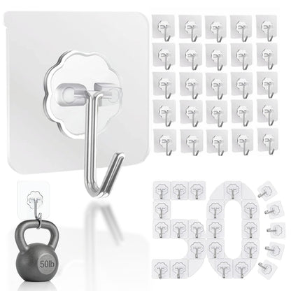 DDMY Clear Adhesive Hooks Heavy Duty Walls Hook 36 Pack for Hanging