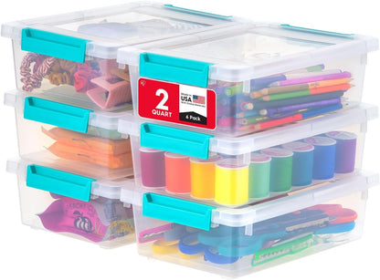 IRIS USA Storage Bins with Lids |Made in USA| 4 Qt - (6-Pack) - Clear
