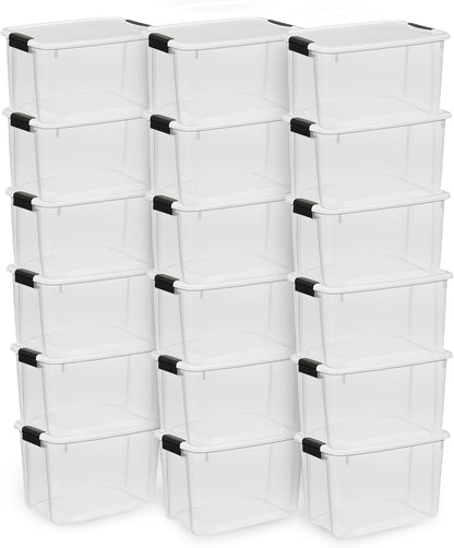 Sterilite Ultra Latch Box with Lids for Home and Office, 70 Quart, 12-Pack