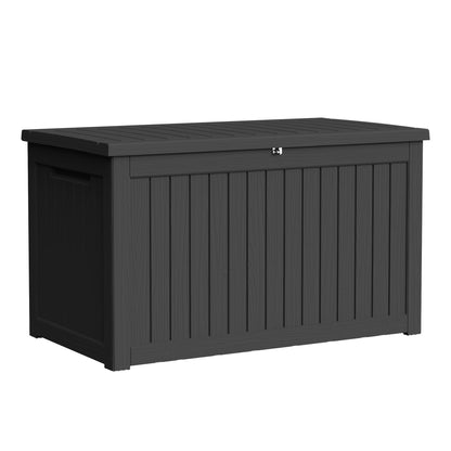 300 Gallon Resin Deck Box Waterproof Outdoor Storage Box for Patio Furniture Pool Accessories Indoor Storage for Cushion Garden Tools, Grey