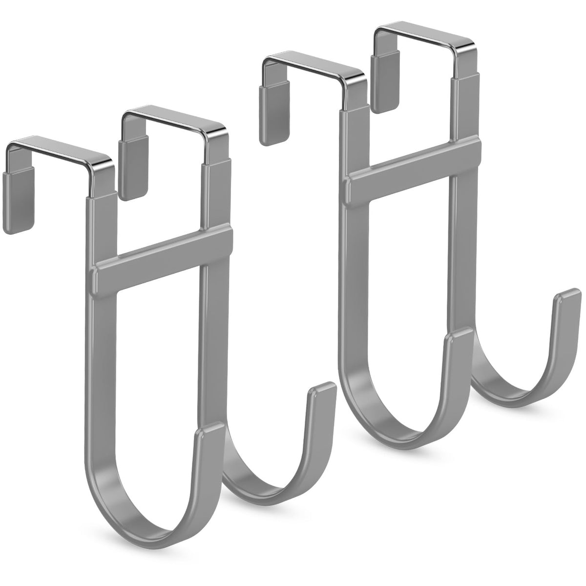 FYY Over the Door Hooks, Double-Hanger 2 Pack, Fits Doors 1 3/8" White