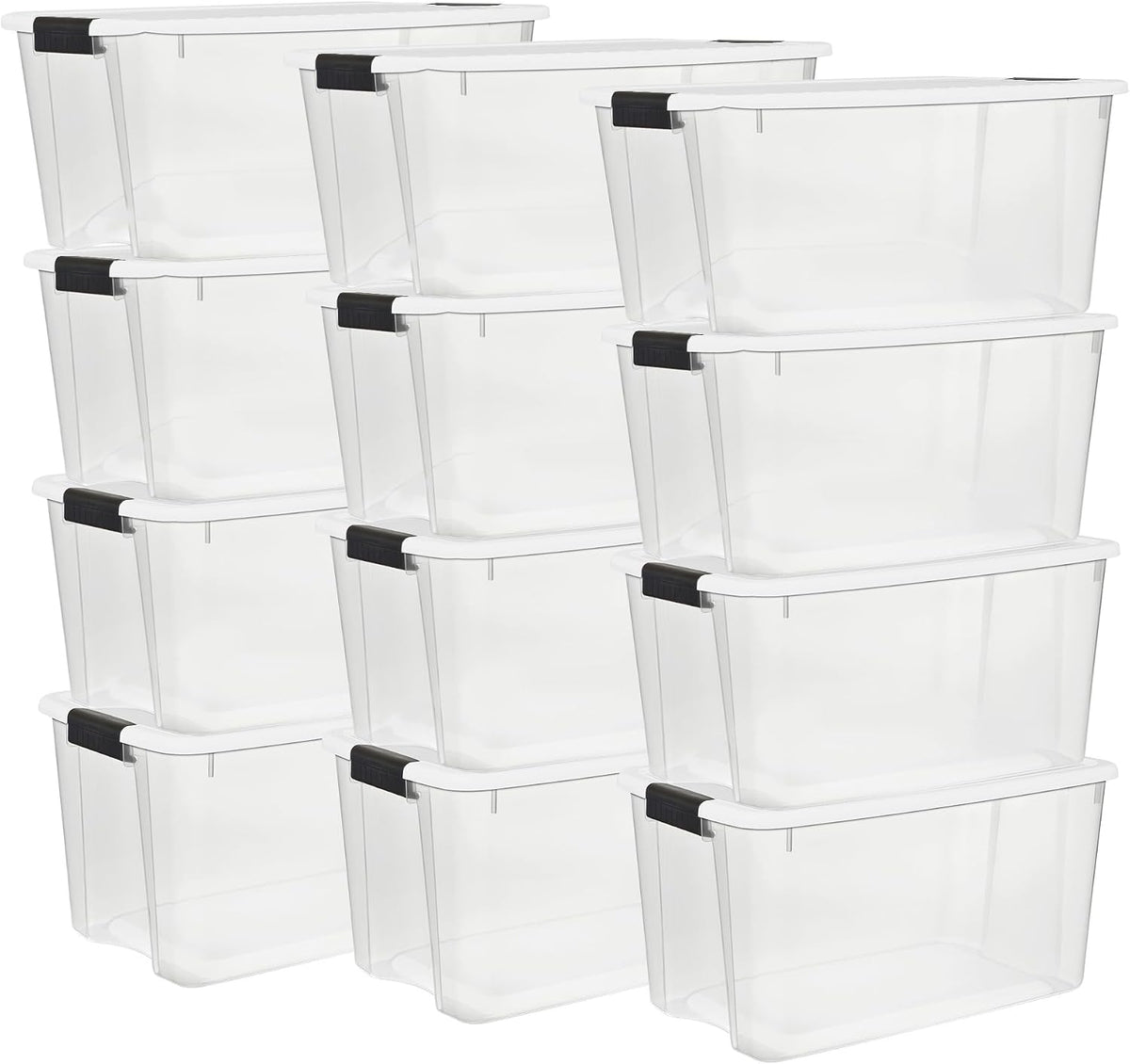 Sterilite Ultra Latch Box with Lids for Home and Office, 70 Quart, 12-Pack