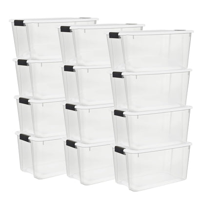 Sterilite Ultra Latch Box with Lids for Home and Office, 70 Quart, 4-Pack