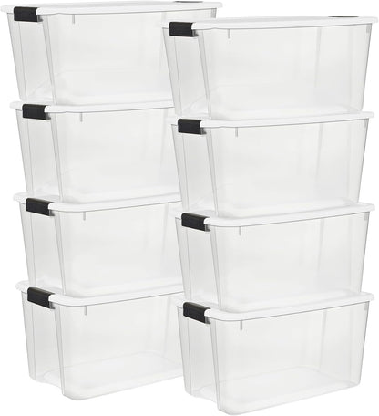 Sterilite Ultra Latch Box with Lids for Home and Office, 70 Quart, 12-Pack