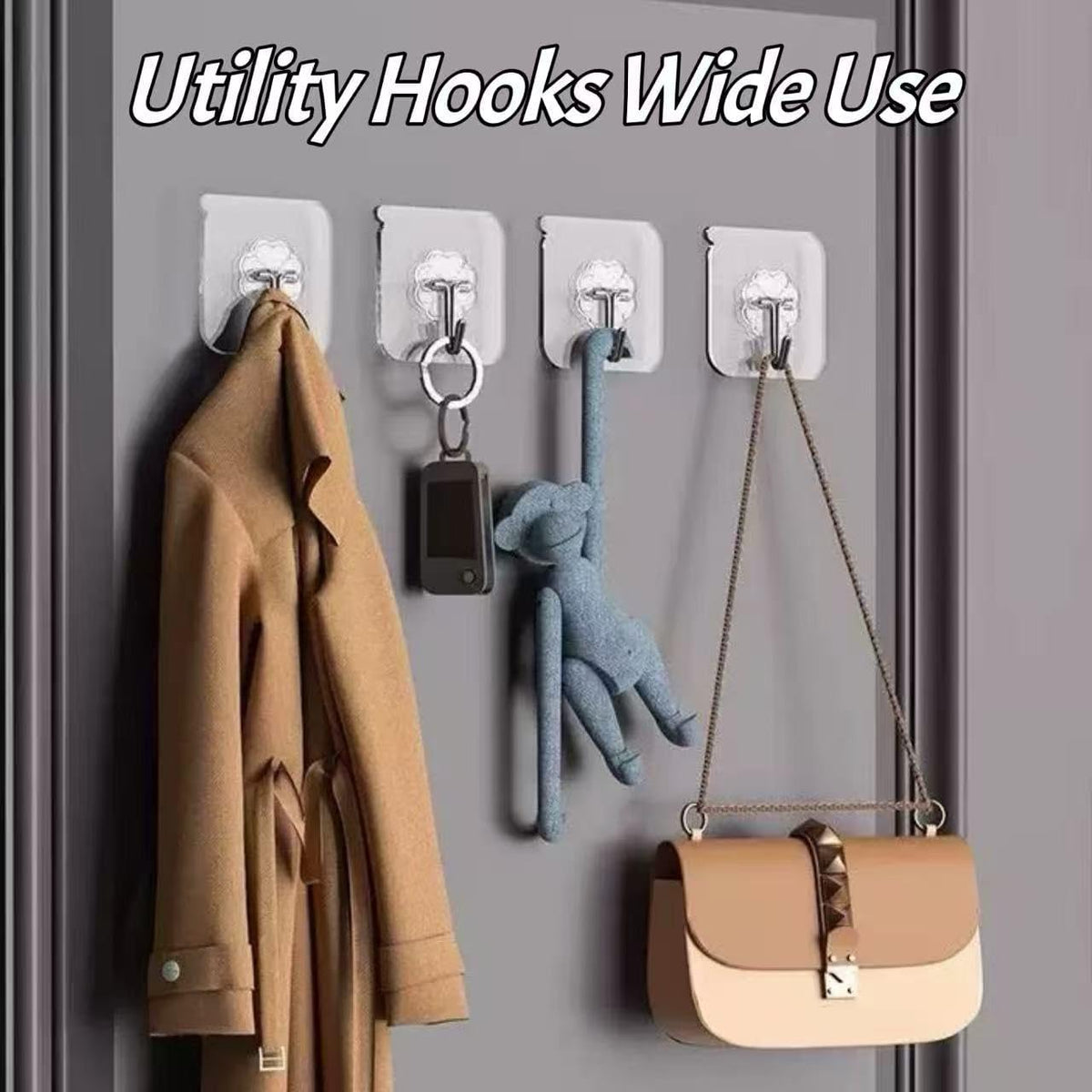 DDMY Clear Adhesive Hooks Heavy Duty Walls Hook 36 Pack for Hanging