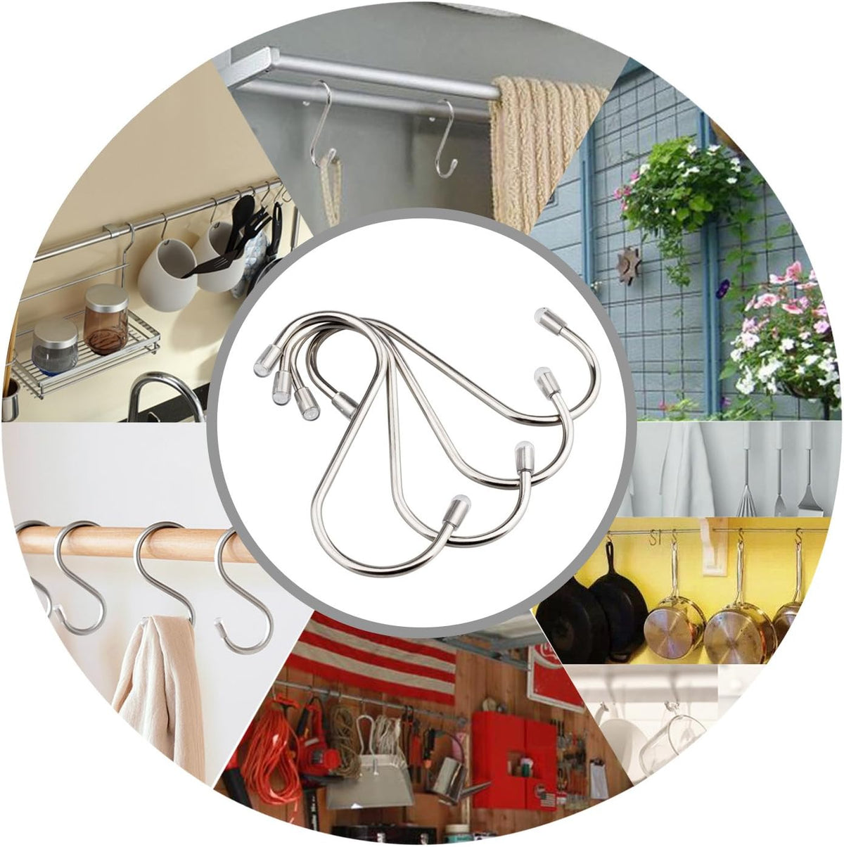 20 Pack 3.4" S Shaped Hooks Stainless Steel Metal Hangers Hanging Hooks for Kitchen, Work Shop, Bathroom, Garden