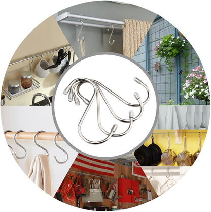 20 Pack 3.4" S Shaped Hooks Stainless Steel Metal Hangers Hanging Hooks for Kitchen, Work Shop, Bathroom, Garden