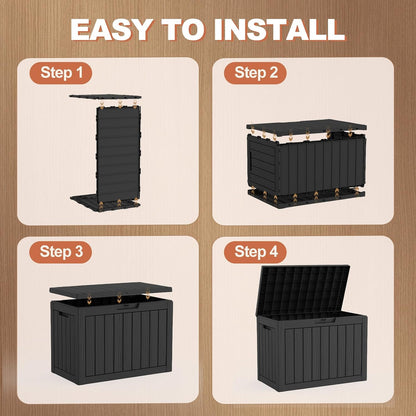 EFU Outdoor Storage Box 60 Gallon Deck Box, Waterproof Resin, Black