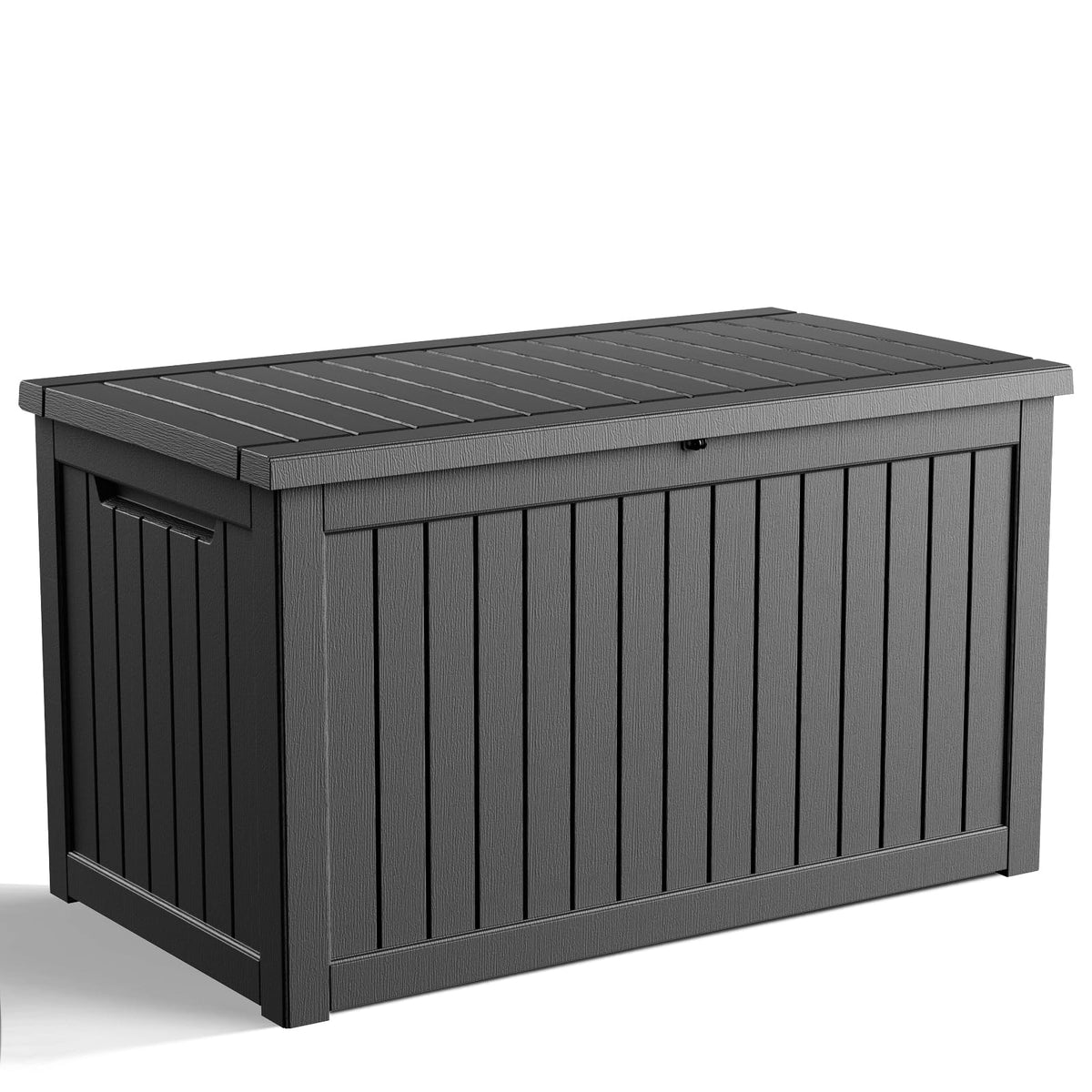 PatioZen 150 Gallon Resin Deck Box, Lockable Patio Outdoor Storage Box for Furniture, Garden Tools and Tools Storage, Waterproof Outside Storage Boxes - Black