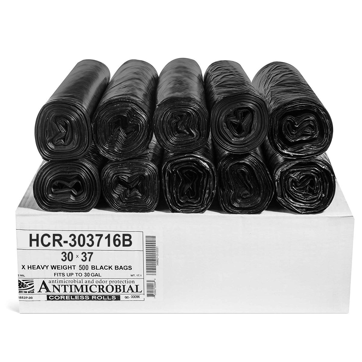 Aluf Plastics 60 Gal Black Trash Bags, 22 Micron (EQ.), 38" x 60" (150 Pk)
