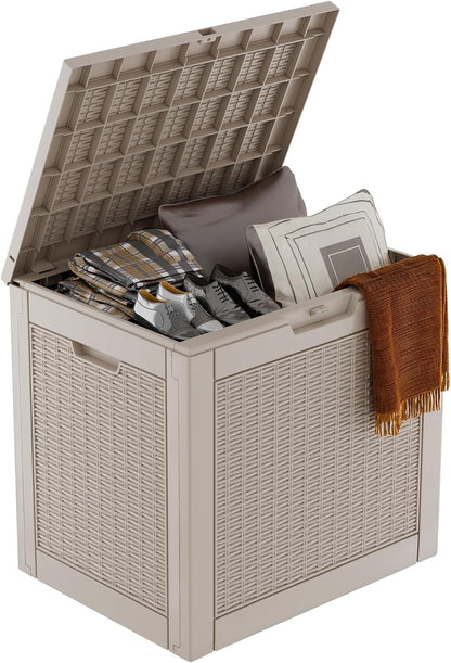 35 Gallon Outdoor Deck Box Lockable Waterproof Storage Black
