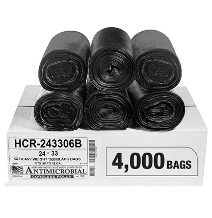 Aluf Plastics 60 Gal Black Trash Bags, 22 Micron (EQ.), 38" x 60" (150 Pk)