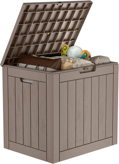 35 Gallon Outdoor Deck Box Lockable Waterproof Storage Black