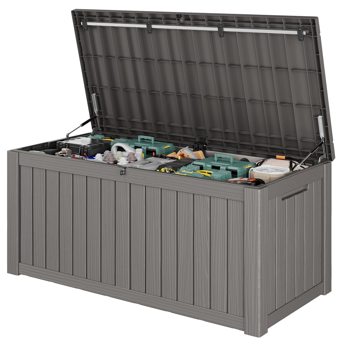 Outdoor Storage Waterproof Deck Box for Patio (45 Gallon, Grey)