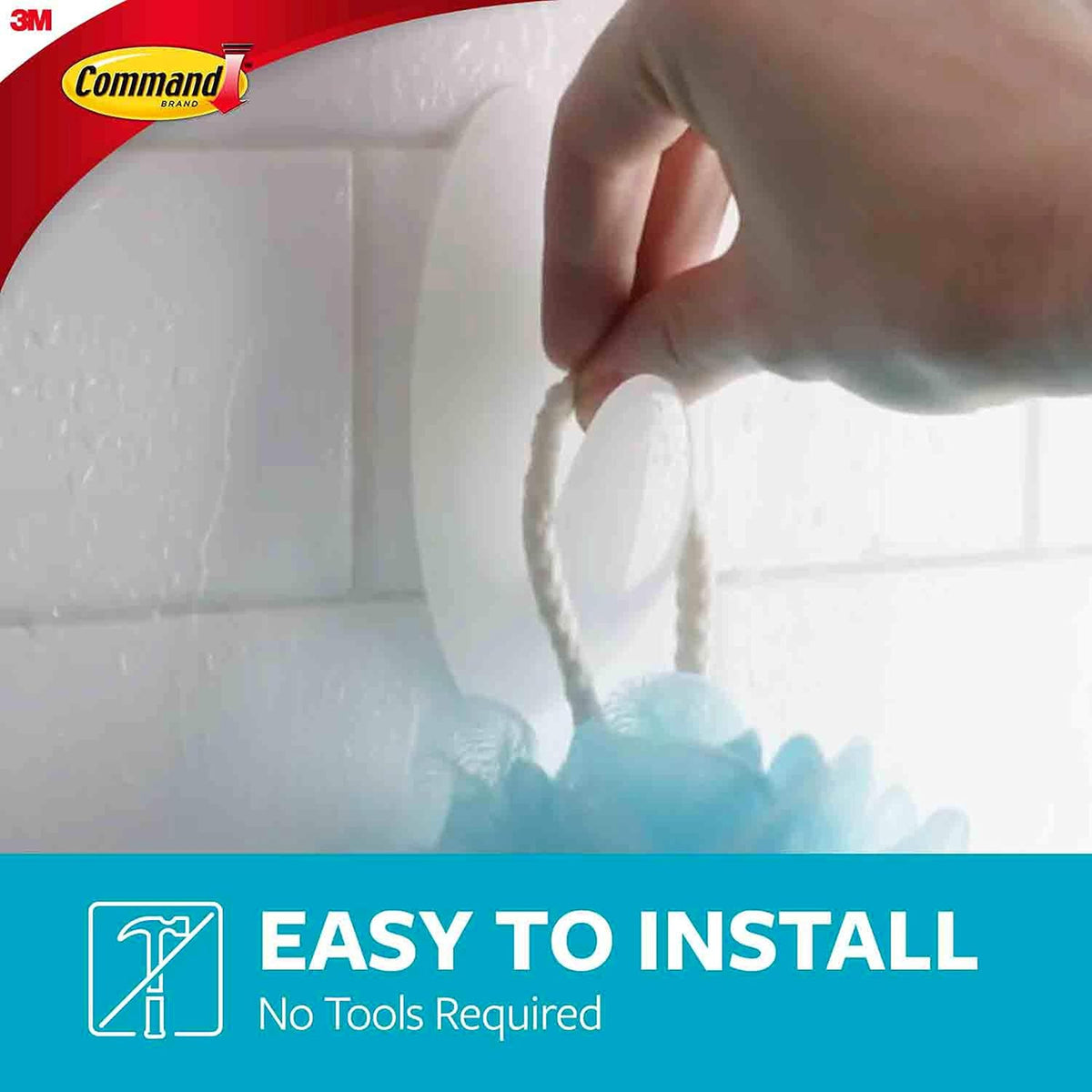 Command Large White Bath Hooks, 3 Hooks, 3 Strips