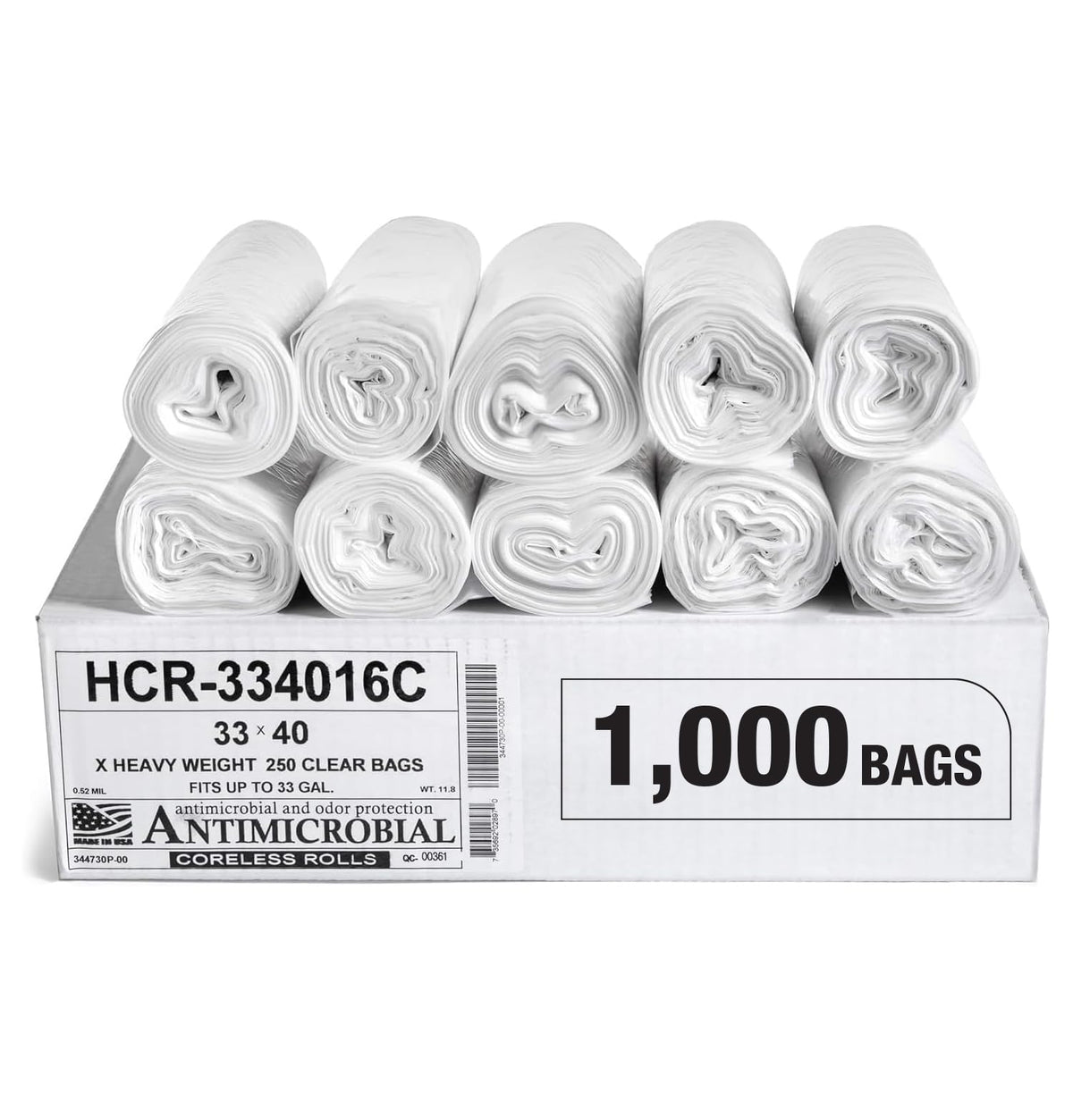 Aluf Plastics 60 Gal Black Trash Bags, 22 Micron (EQ.), 38" x 60" (150 Pk)