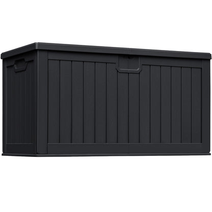 Greesum Outdoor Storage Box 31 Gallon Storage Box with Lid for Patio Furniture, Garden Tools, Pool Supplies, Waterproof and UV Resistant, Lockable, Dark Black