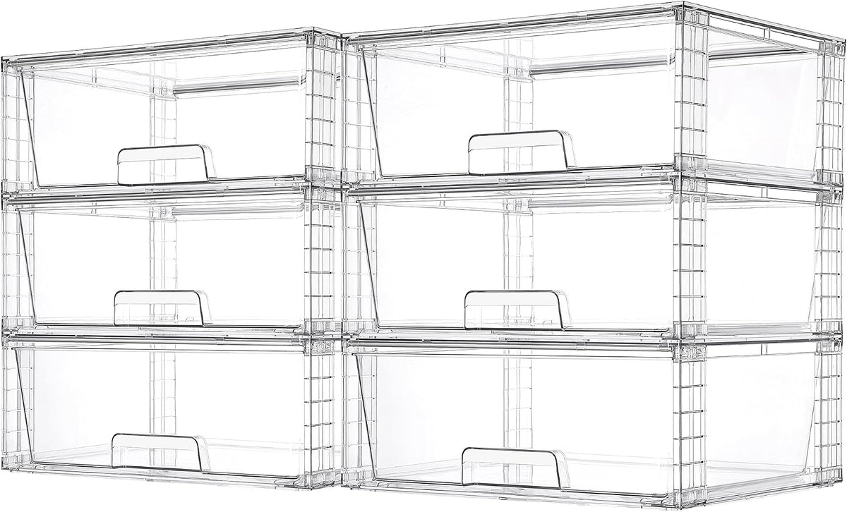 Vtopmart 4 Pack Large Stackable Storage Drawers, Clear