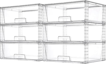 Vtopmart 4 Pack Large Stackable Storage Drawers, Clear