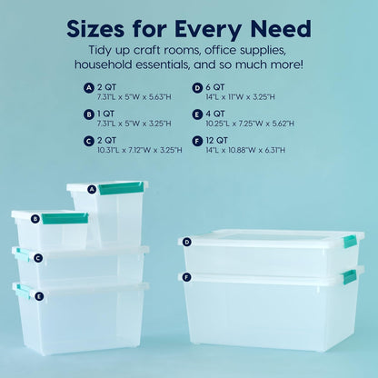 IRIS USA Storage Bins with Lids |Made in USA| 4 Qt - (6-Pack) - Clear