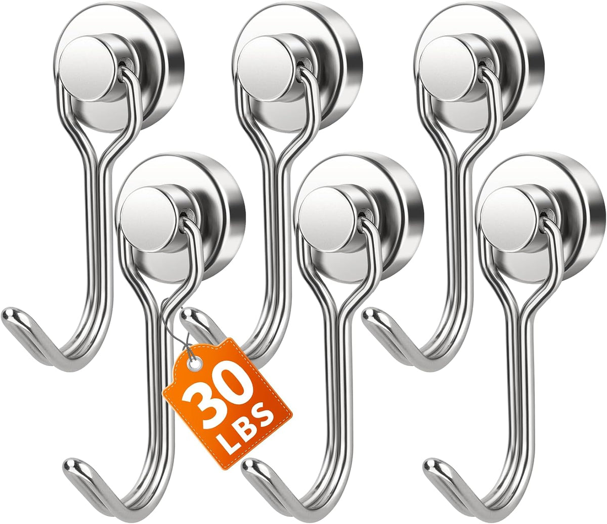 FINDMAG Magnetic Hooks for Cruise Cabins, 6 Pack 30 LB+ Magnet Hooks