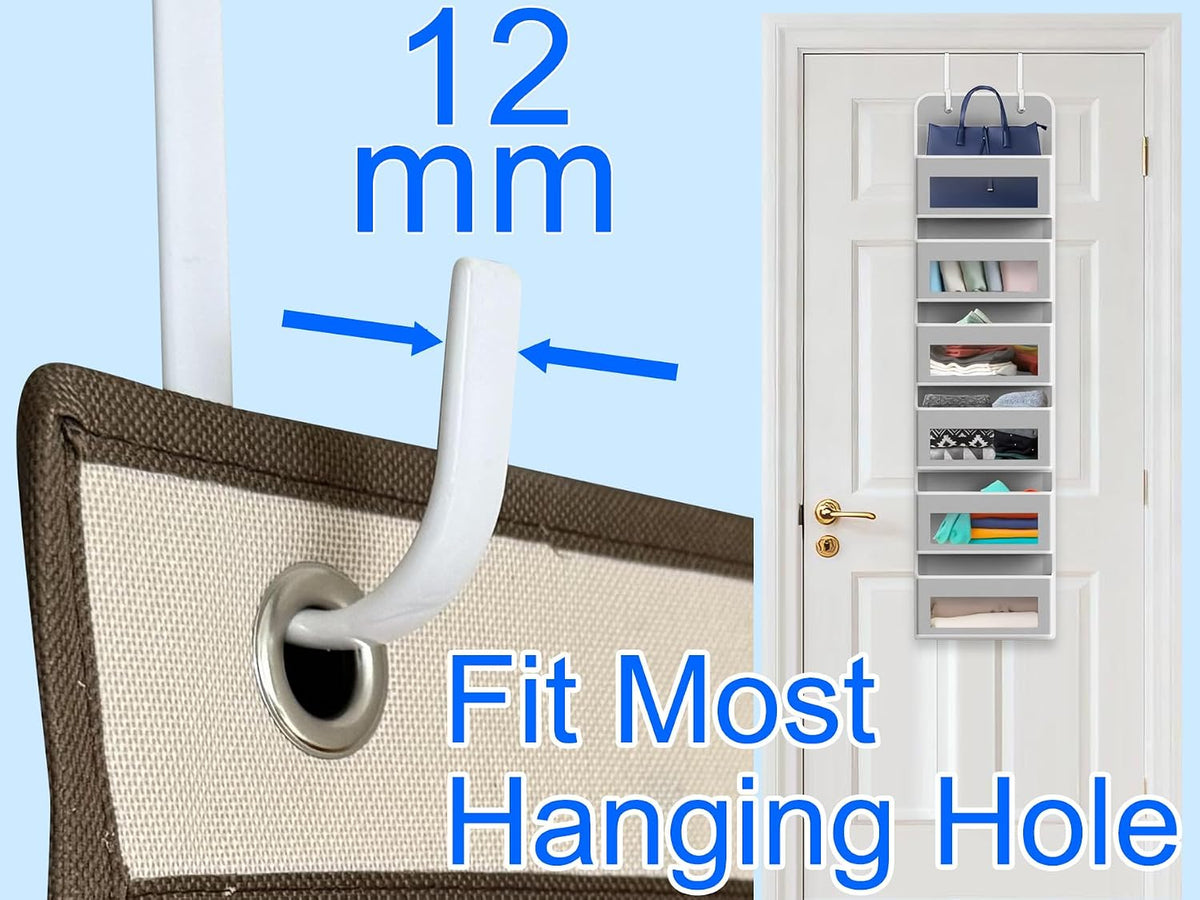 Single Over Thick Front Door Steel Hooks 4 Pack Fit 2" Door 5.5" White