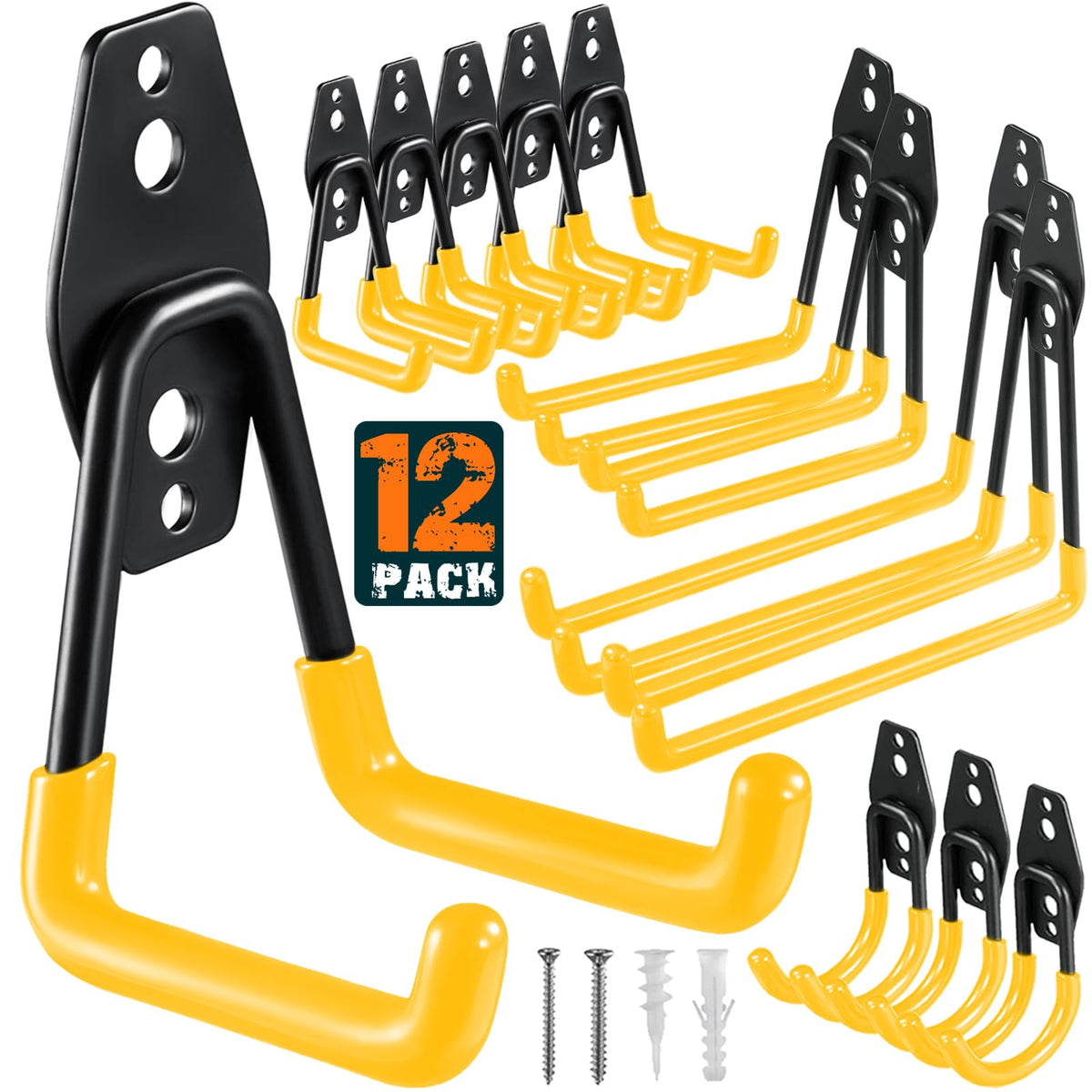 HUPBIPY 12 Pack Garage Hooks Heavy Duty, Wall Mount Ladder Hooks