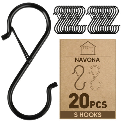 20 Pcs S Hooks for Hanging Heavy Duty, Metal S Hook with Safety Buckle