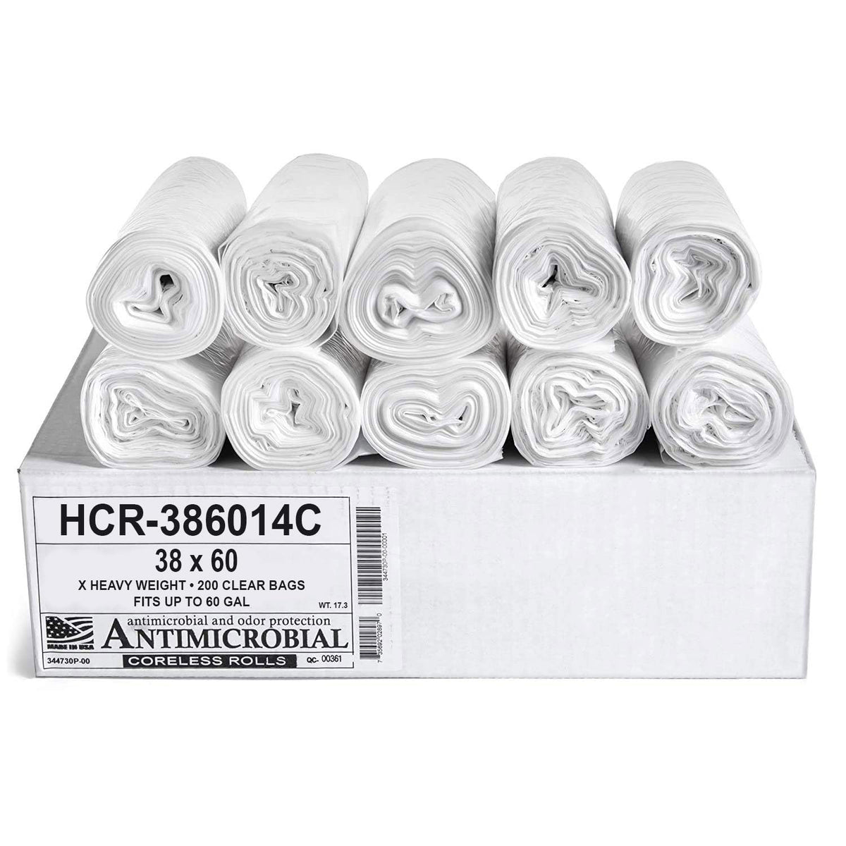 Aluf Plastics 60 Gal Black Trash Bags, 22 Micron (EQ.), 38" x 60" (150 Pk)