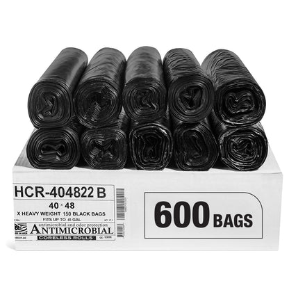 Aluf Plastics 60 Gal Black Trash Bags, 22 Micron (EQ.), 38" x 60" (150 Pk)