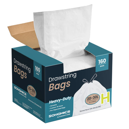 SONGMICS Trash Bags, for 8-Gallon (30 L) Trash Can, 2 Rolls, 90 Count