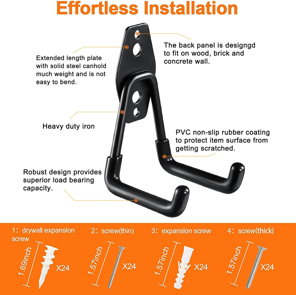 HUPBIPY 12 Pack Garage Hooks Heavy Duty, Wall Mount Ladder Hooks